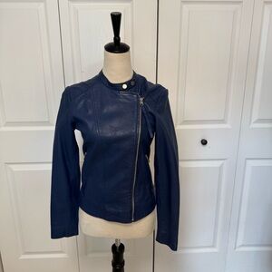 Mango Leather Blue jacket XS